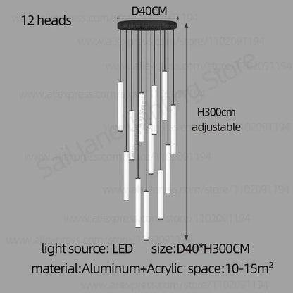 LED Long Line Chandelier Modern Staircase