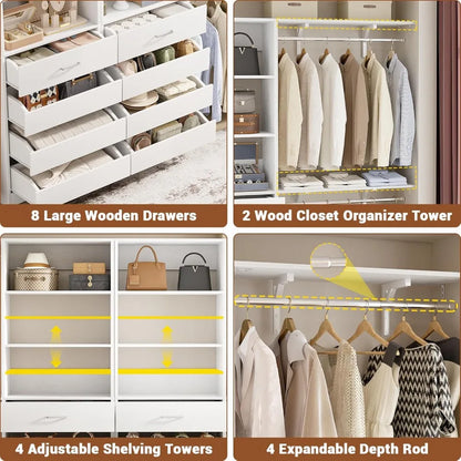 Closet System with 8 Wooden Drawers